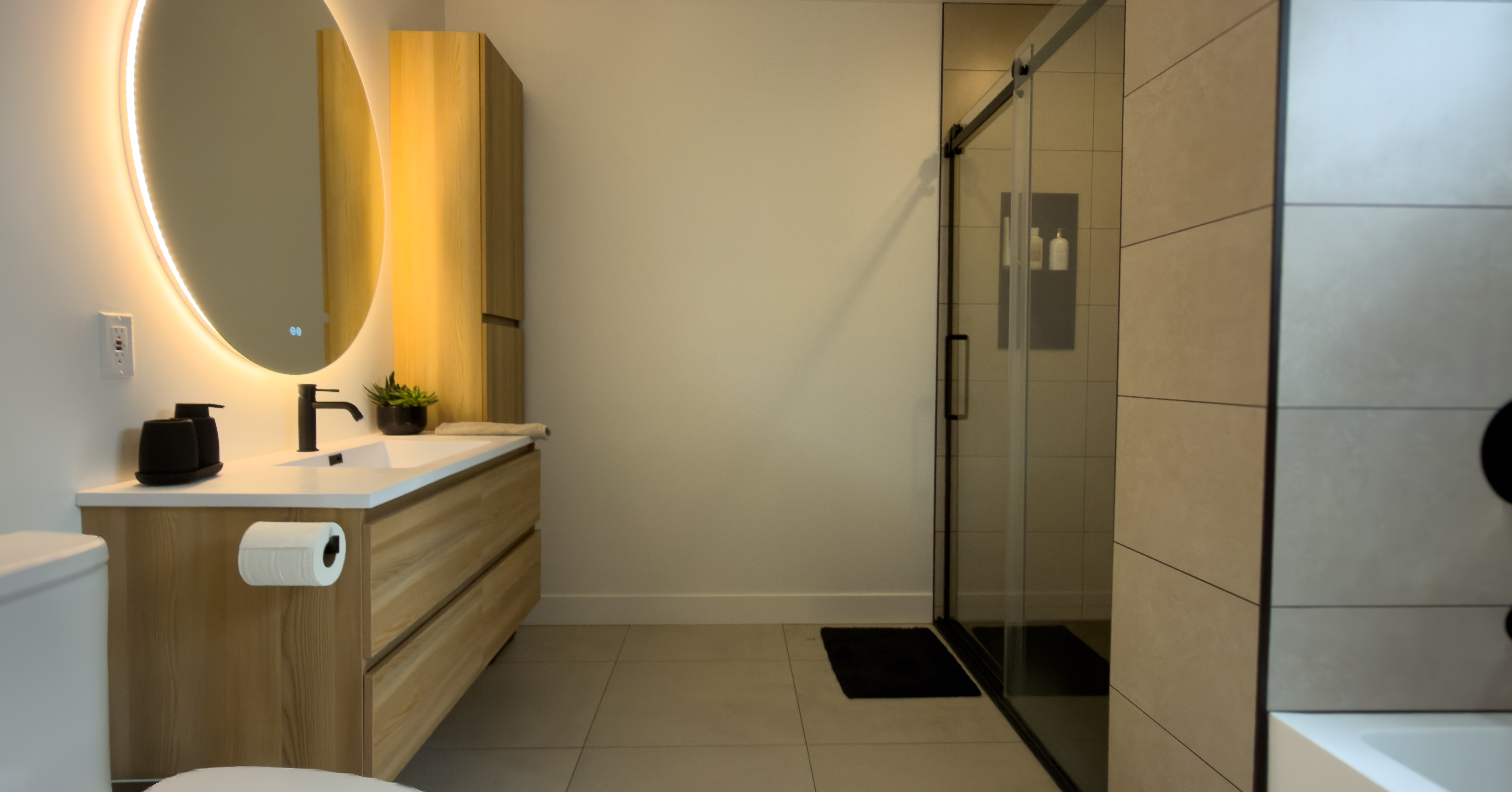 Salle de bain style chaleureux naturel Val-Bélair LP2 Construction